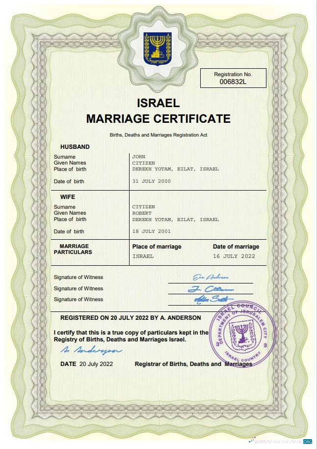 Download Israel marriage certificate Word and PDF template Photoshop template